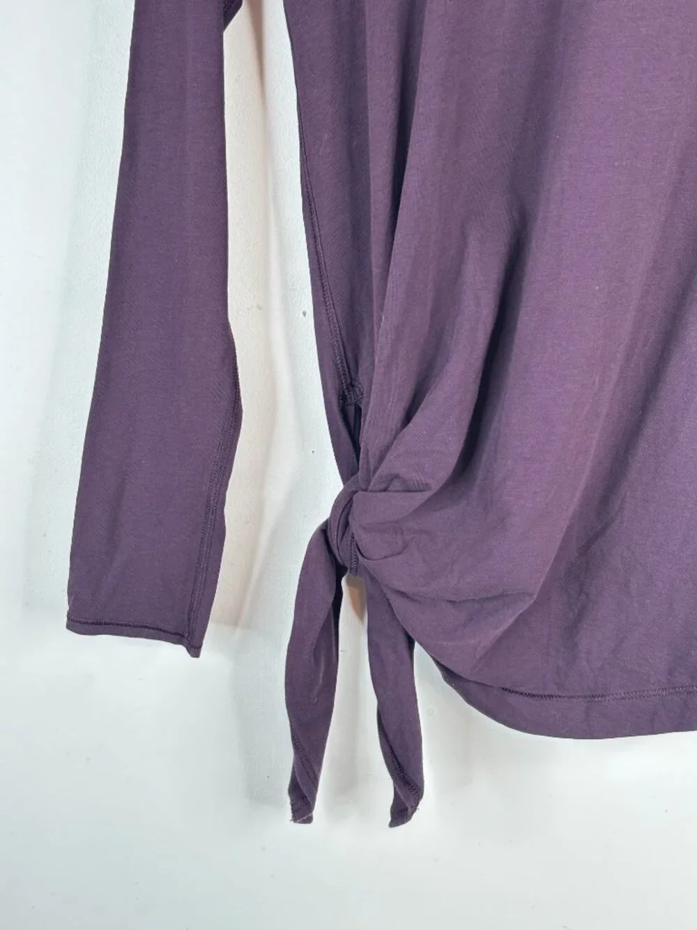 Lululemon To the Point Long Sleeve Top 6 Purple Pima Cotton Side Tie Knot Yoga